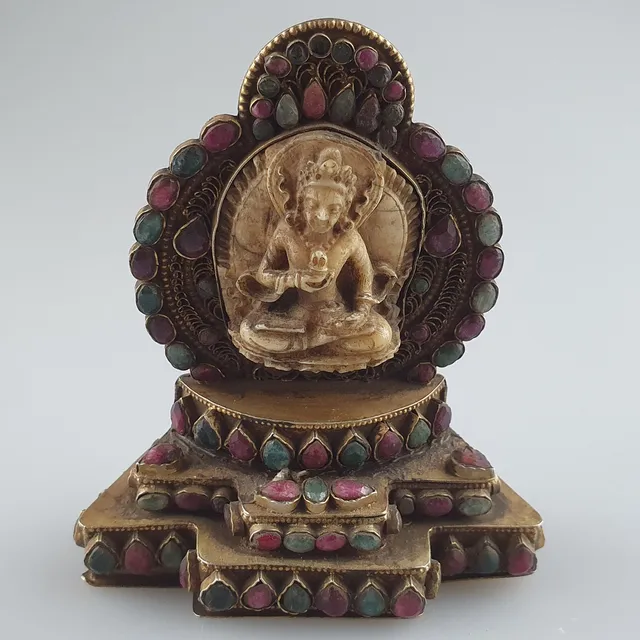 - FIGUR des MANJUSHRI (Bodhisattva der Gelehrsamkeit) - nepalotibetisch, 20. Jh.
