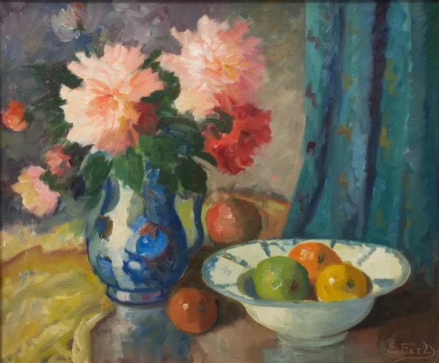 EDITH GERT. (1906-1983) stil life, olie på lærred. Danmark.