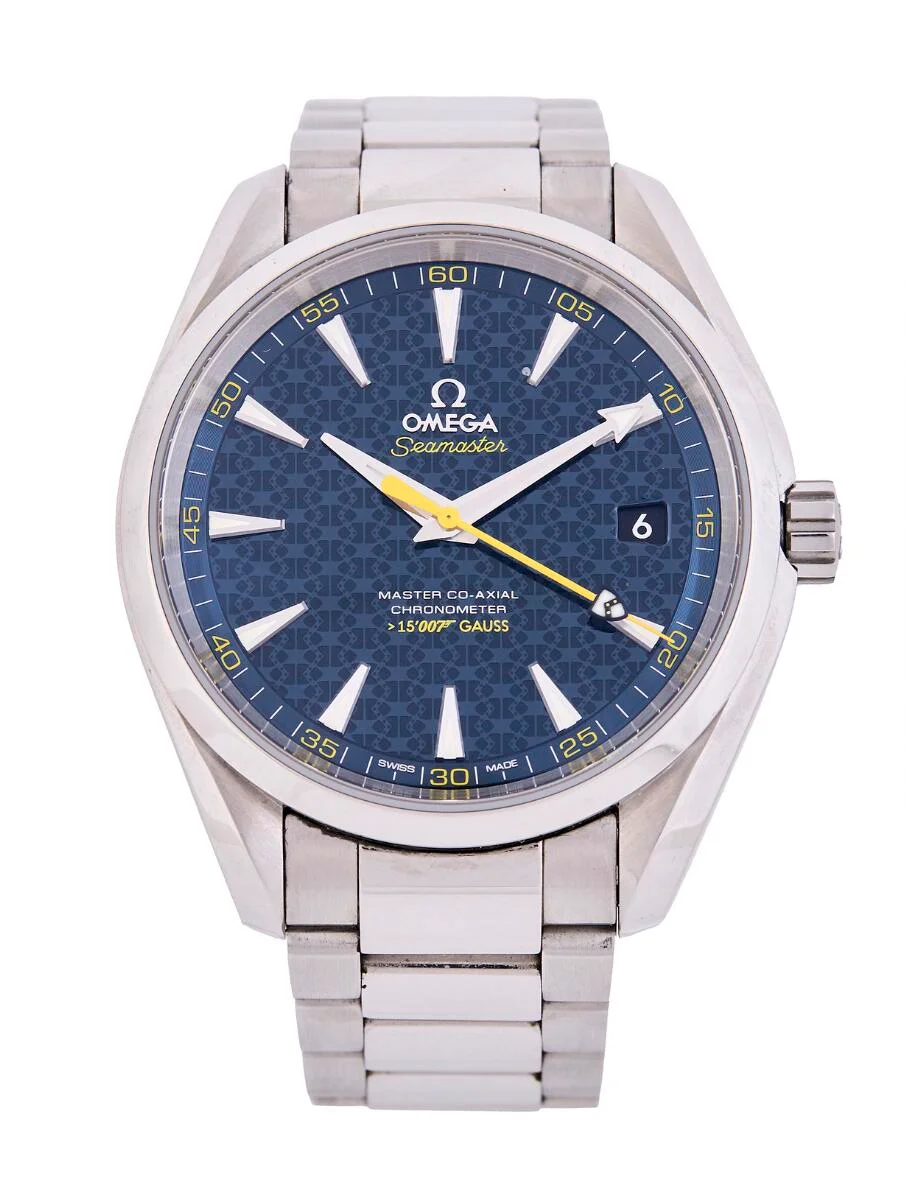 Seamaster Aqua Terra “James Bond” of steel, ref. 231.10.42.21.03.004. Mechanical movement with automatic winding and date indication, cal. Master Co-Axial 8507. Omega bracelet of steel with fold clasp. Circumference approximately 17 cm. Ø 42 mm. 2015. — Clocks & watches — Bruun Rasmussen