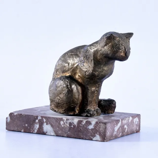 SKULPTUR, brons på marmorsockel, 1900-tal.