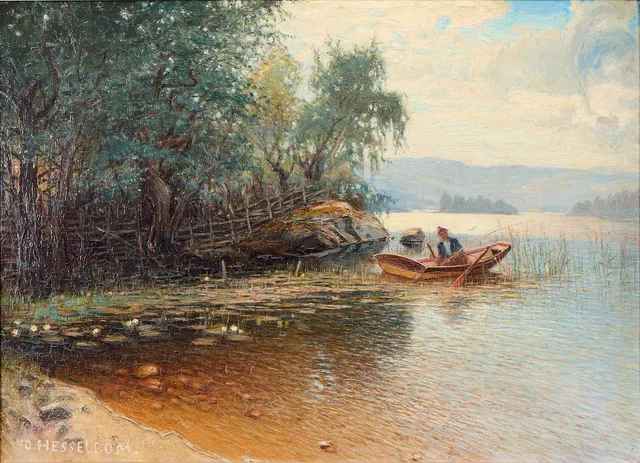 OTTO HESSELBOM. Eka vid strandkant.