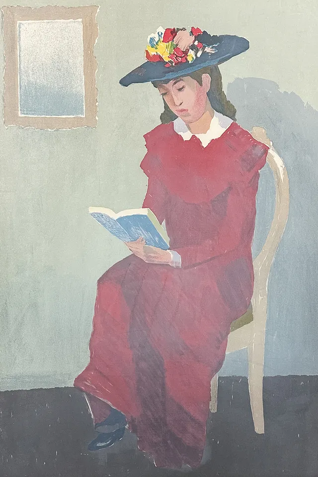 EINAR ROSÉN. FÄRGLITOGRAFI, "Farmors klänning", signerad, numrerad.