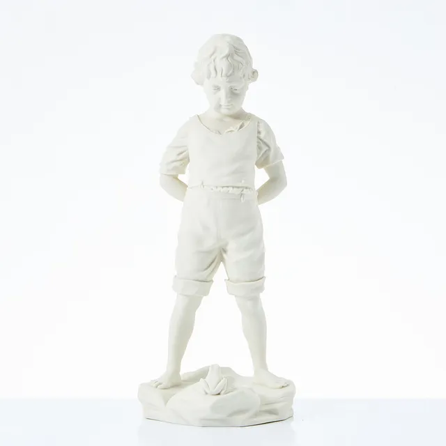 PER  HASSELBERG. EFTER. "Pojken och grodan", skulptur, parian, Gustavsberg 1907.