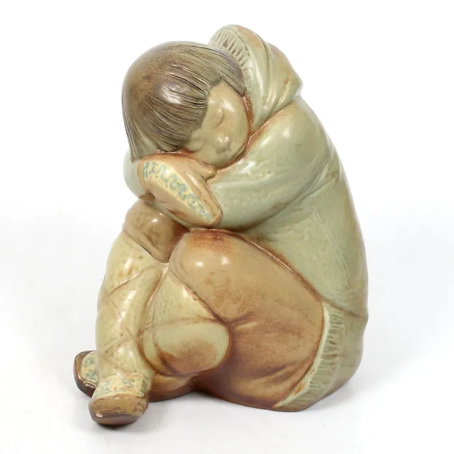 FIGURIN, stengods, Eskimåpojke, Lladro, Spanien, 1900-tal.