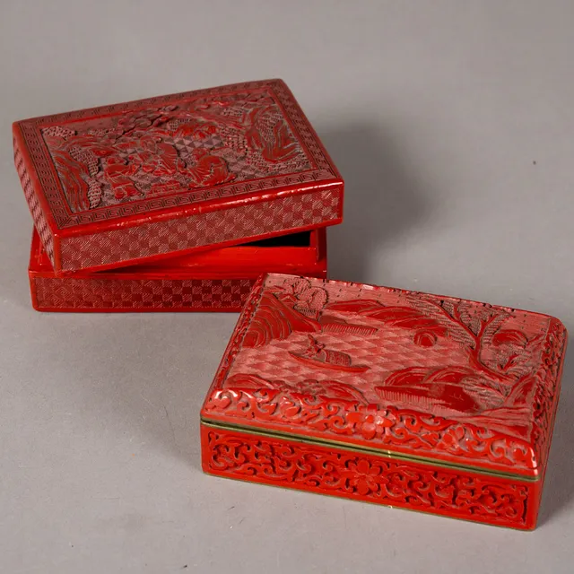 Zwei Rotlack-Schatullen. China. 2. Hälfte 20. Jh.