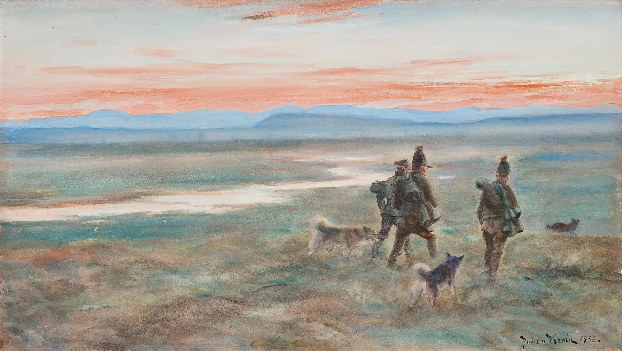 Johan Tirén, Fjällandskap med samer och hundar. — Bukowskis