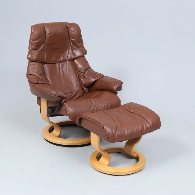 FÅTÖLJ med PALL, Stressless Ekornes, läder.