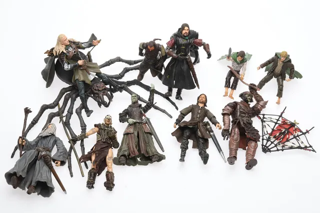 ACTIONFIGURER, 11 st med tillbehör, Lord Of The Rings, LOTR, NLP Inc, Marvel, Kina, 2001-2002.