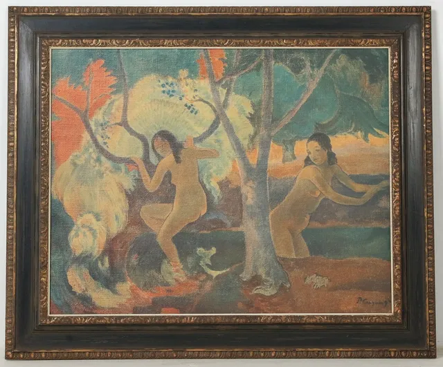 PAUL GAUGUIN. Nach. 'Baigneuses à Tahiti', Druck.