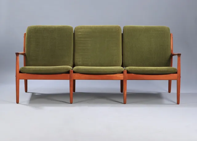Grete Jalk for Glostrup Møbelfabrik. Three-seater sofa made in teakwood
