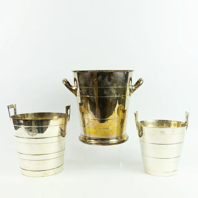 WALKER & HALL SILVER PLATED ICE BUCKETS (3).