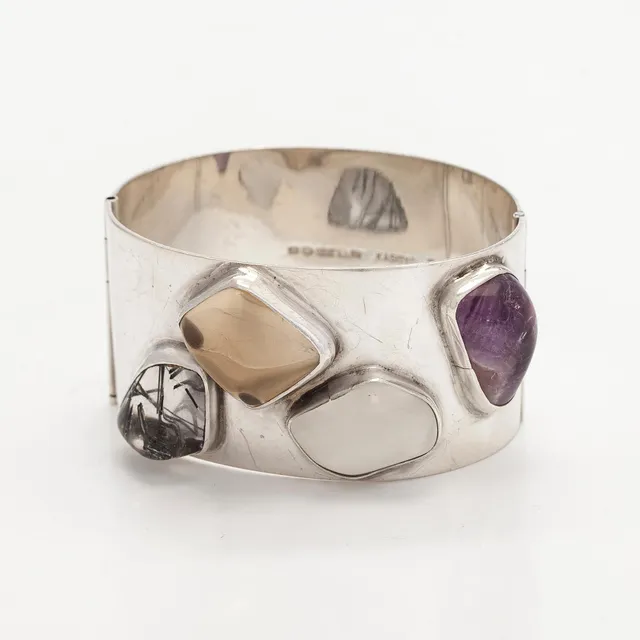 Helge Narsakka, armband, rutilkvarts, ametist, rökkvarts, kvarts, silver, Kaunis Koru, 1962.