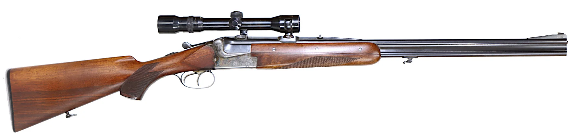 DUBBELSTUDSARE, Enkelskott, fabrikat Merkel, modell 220E, kaliber 9,3x74R, tillv.nr 73431, se-nr begagnad. — Double express rifles — Walter Borg