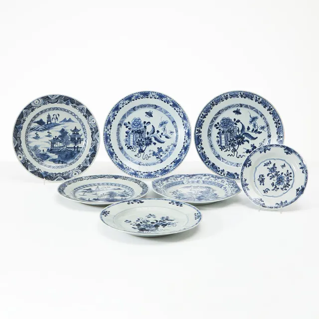 TALLRIKAR, 6 stycken, ASSIETT, porslin, Kina, 1700-talets slut.