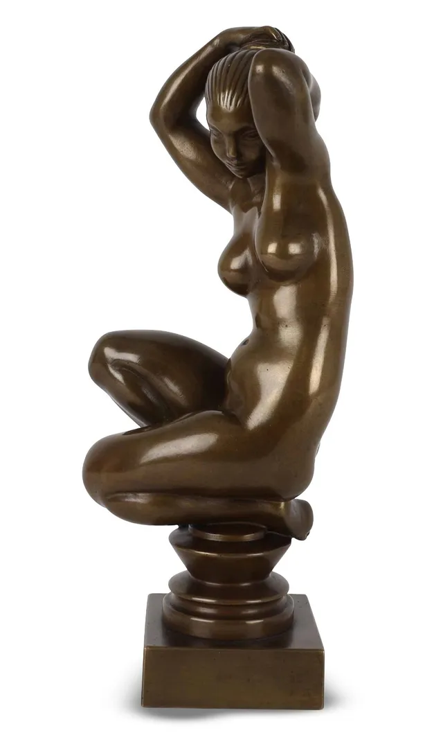 Kai Nielsen: 'Kneeling woman', bronze figure