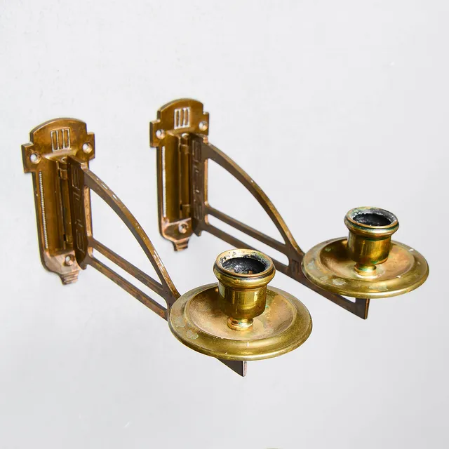 PIANOLAMPETTER, 2 st, mässing, jugend, 1900-talets första del.