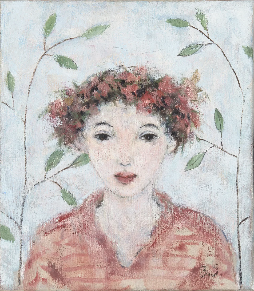 Sivesind, Bengt — Kvinne med blomsterkrans — Kunst/Maleri — Blomqvist