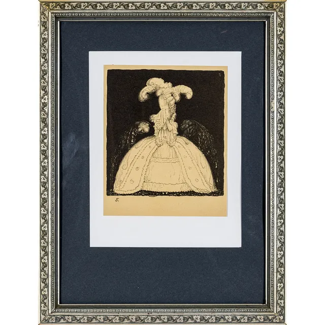 JOHN BAUER. "Två friare", litografi, nr. 5 ur sviten "Troll", Ernst Bauers förlag, 1915, signerad B i trycket.