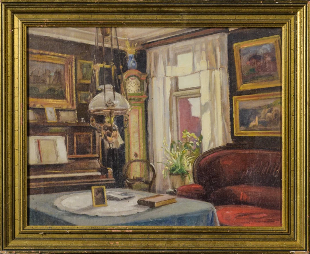 Ubekendt kunstner, stueinteriør — Paintings and sculptures/Older pictorial arts — Lauritz