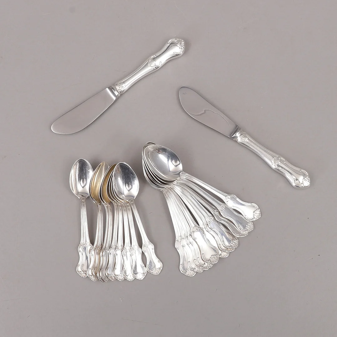 BESTICK, silver, 24 delar, "Patricia", vikt 367 gram. — Silver — Växjö Auktionskammare