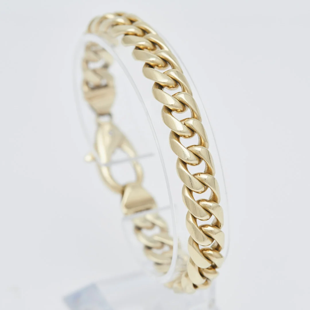 Panzerarmband, 585er Gelbgold, Brillanten. — Bracelets — Stockholms Auktionsverk Köln