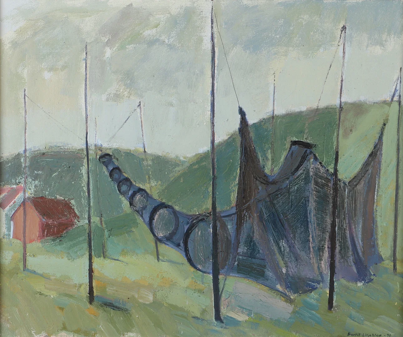 BERTIL LILJEBLAD. Näten på tork, olja på duk, signerad -70. — Paintings — Helsingborgs Auktionskammare