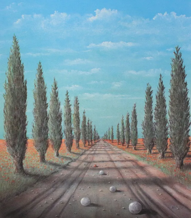 WALTER HECKMANN. '12 Km bis Avignon', Farblithographie, Ed. 17/145, signiert.