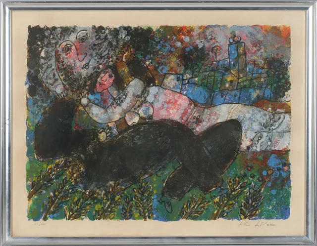 THEO TOBIASSE. "Ruth et Booz", färglitografi, signerad och numrerad 55/200.