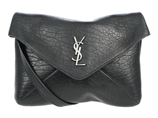 YVES SAINT LAURENT, VÄSKA, Cassandre Envelope Shoulder Bag, svart läder, silverfärgade beslag, 22x16x5 cm, inner pochette, 13,5x8 cm, care booklet, dustbag. Good Condition.