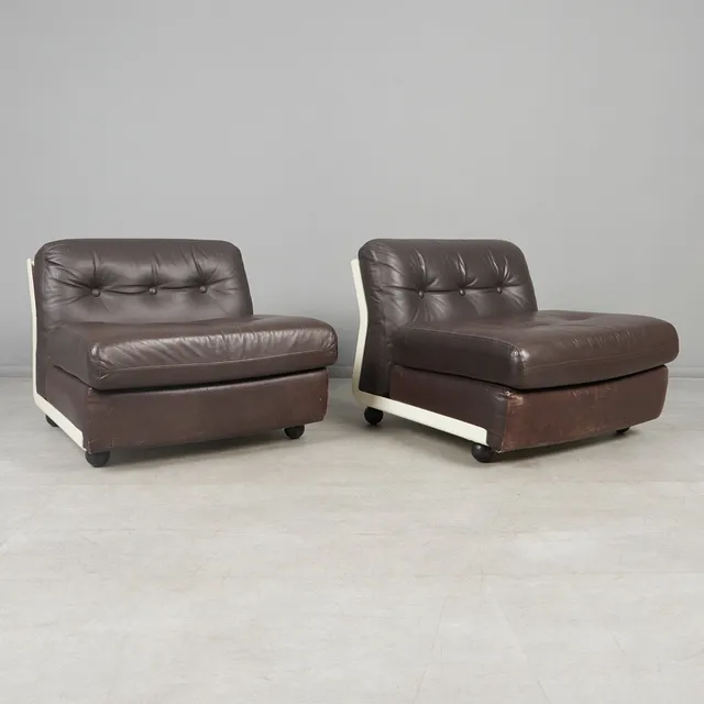 MARIO BELLINI. C&B Italia, Sessel, Modell 'Amanta', Leder, Fiberglas, 1960er Jahre, Italien. (2).