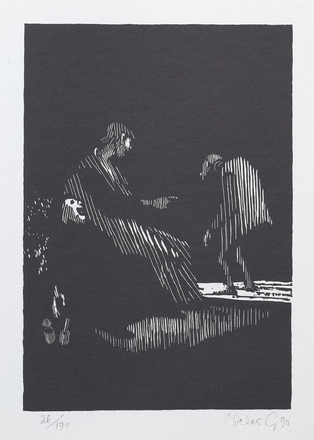 Gulbrandsen, Niclas — "Splinten og bjelken" 1990 — Kunst/Grafikk — Blomqvist