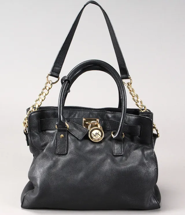 Michael Kors. 'Hamilton' skulder-/håndtaske, sort skind