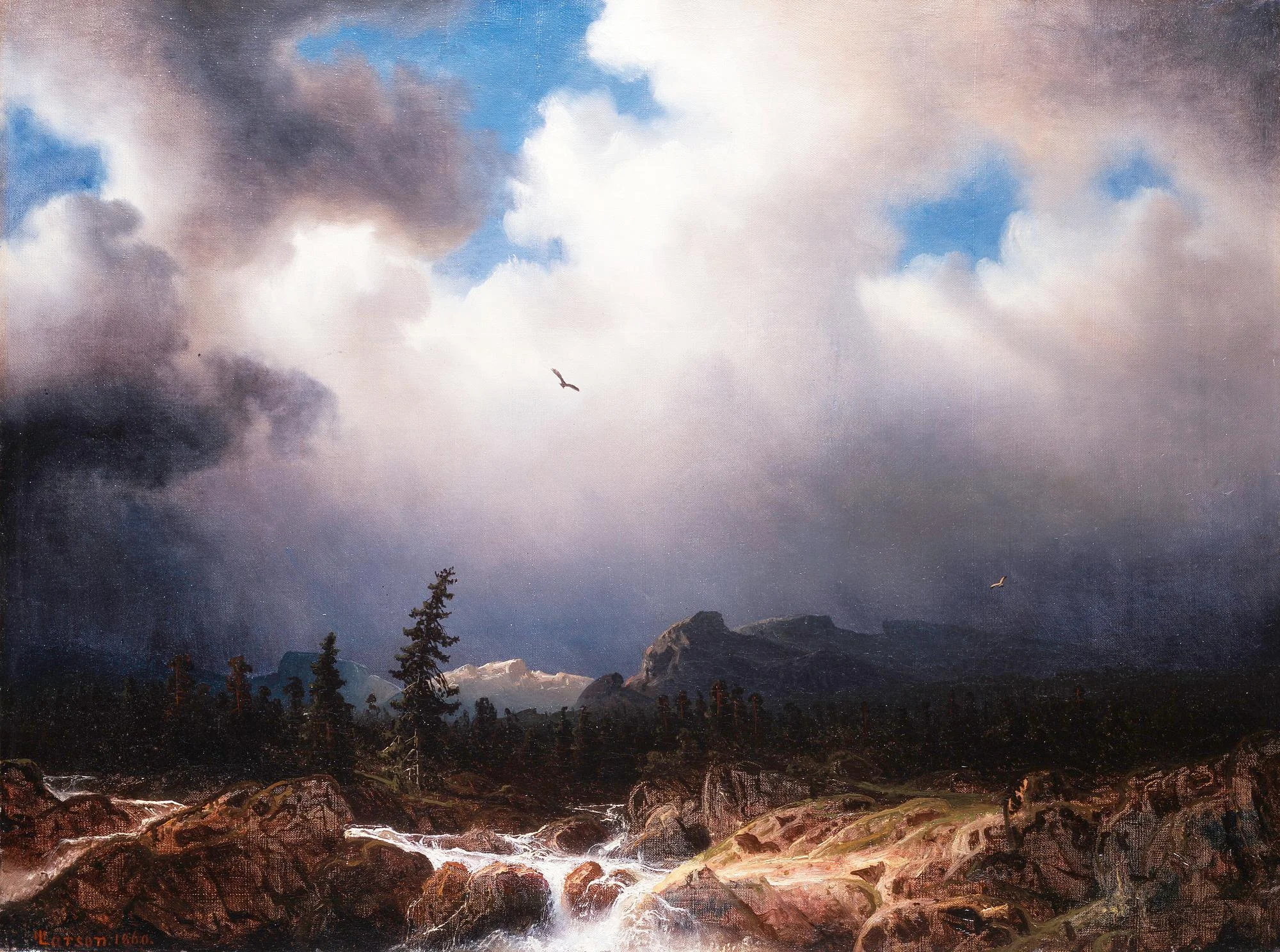 Marcus Larsson, Landskap med stormig sky. — Bukowskis