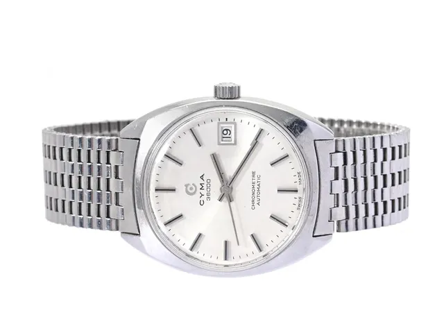 CYMA, Navystar, 36000, Chronometre, Cal R.814.01, Verk nr. 4028, Boett nr. 2814.001 / 559, herrur, 34 mm, stål, automatisk, plexiglas, datum, skadad urtavla, originallänk, Ref nr. NSA, längd 180 mm, ca 1975.