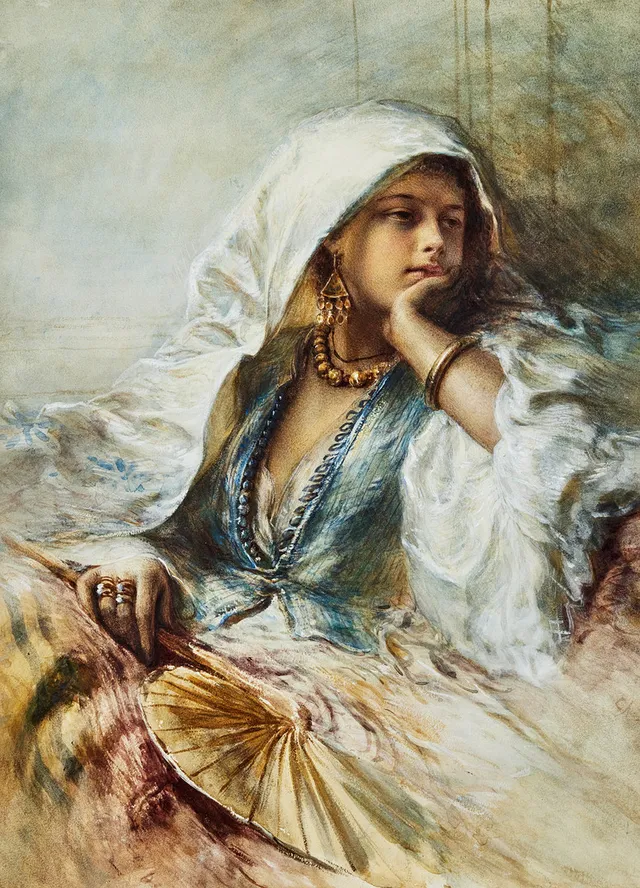 EGRON LUNDGREN. La Belle Sultane, akvarell.