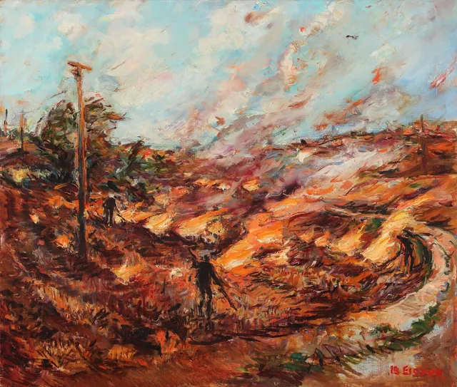 Ib Eisner: Landscape from Røsnæs. Signed. Oil on canvas. 70×80 cm.