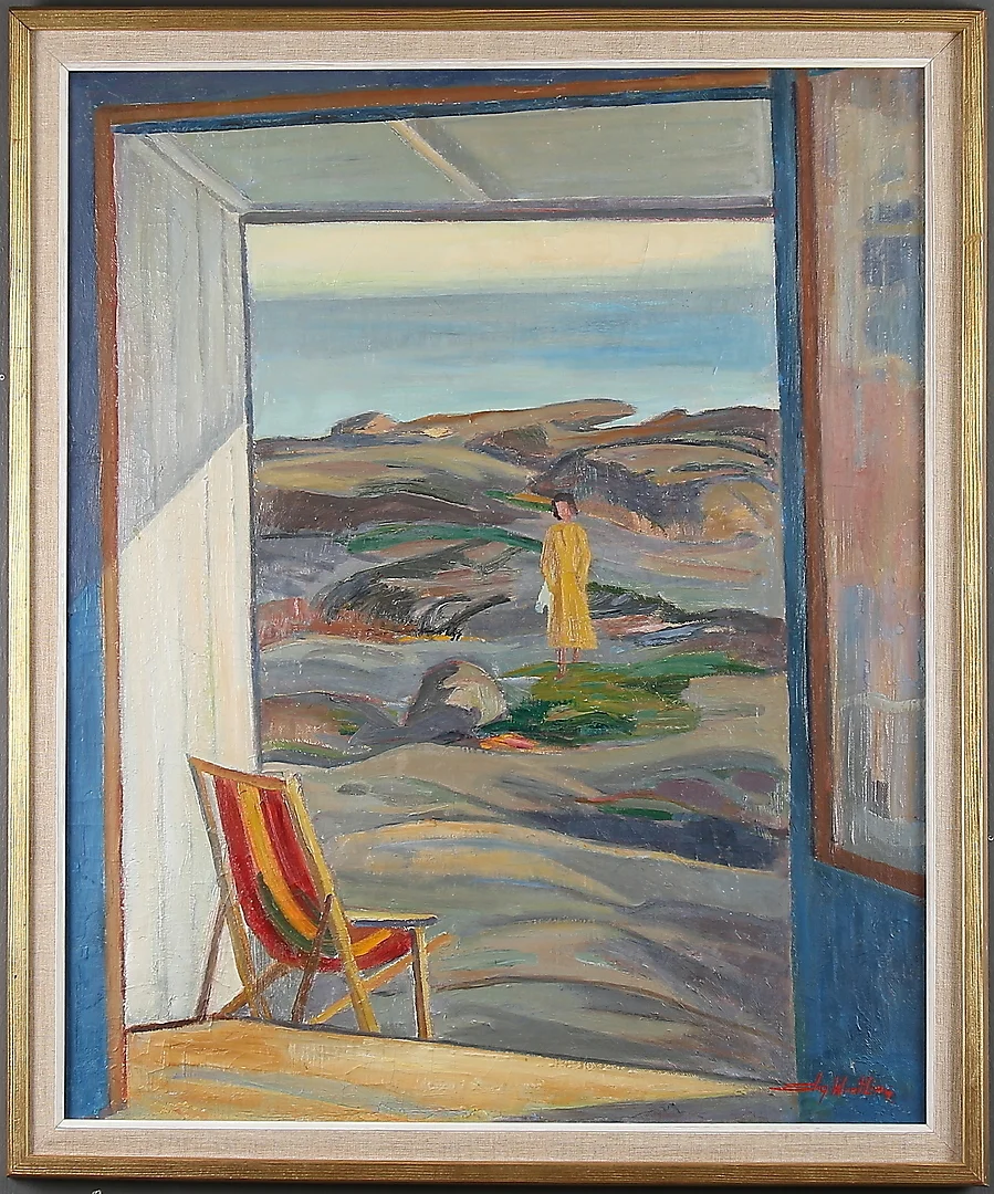 STIG WRETLING. "Genom ateljefönstret", olja på duk, signerad. — Paintings — Stadsauktion Sundsvall