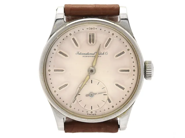 INTERNATIONAL WATCH Co. Schaffhausen. "Hermet", Cal 83, Serie nr. 1041739, Boett nr. 1087857, herrur, 30,5 mm, stål, manuell, plexiglas, liten sekundvisare, skadad urtavla, läderband, ca 1942.