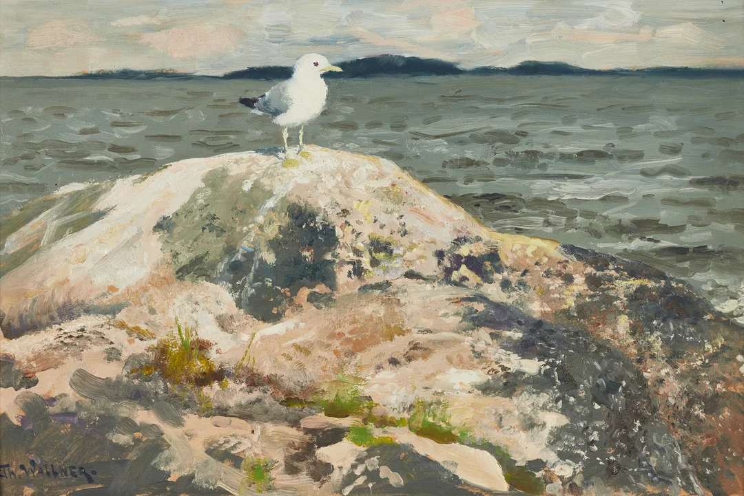 THURE WALLNER (1888-1965). "Fiskmås", signerad, olja på pannå. — Paintings — Crafoord Auktioner Stockholm