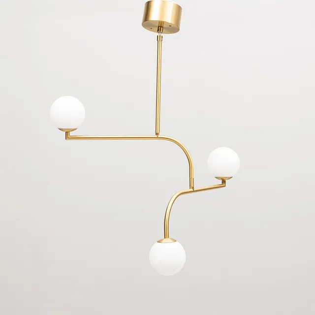 MONIKA MULDER. Taklampa, "Mobil 70", mässing, glas, Pholc, samtida.
