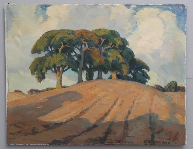 ALBERT LARSEN. backe med dunge, signerad 1939.
