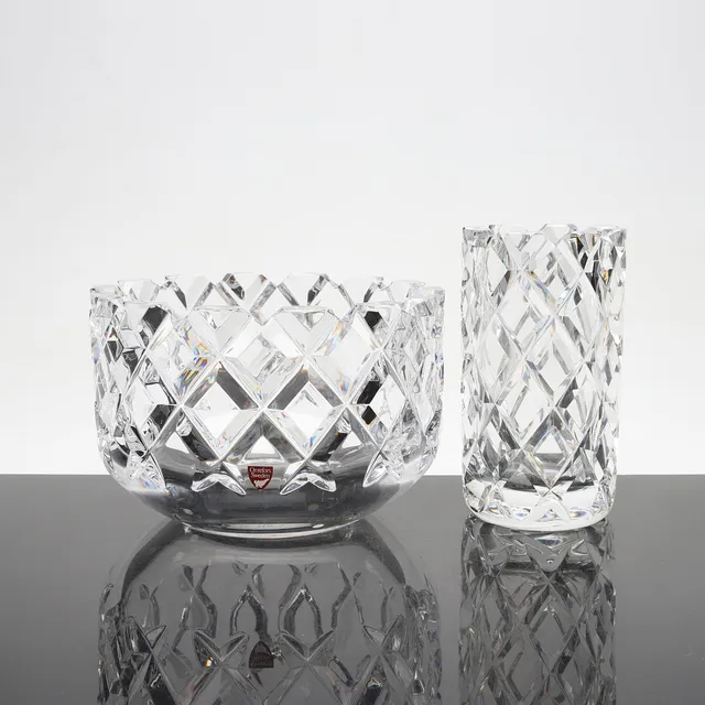 GUNNAR CYRÉN. skål & vas, glas, "Sofiero", Orrefors.