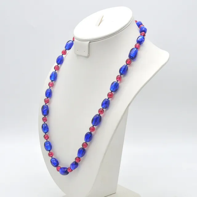 MURANO GLAS COLLIER, BLAU-ROSA, MIT VERSCHLUSS, UM 1950ER.