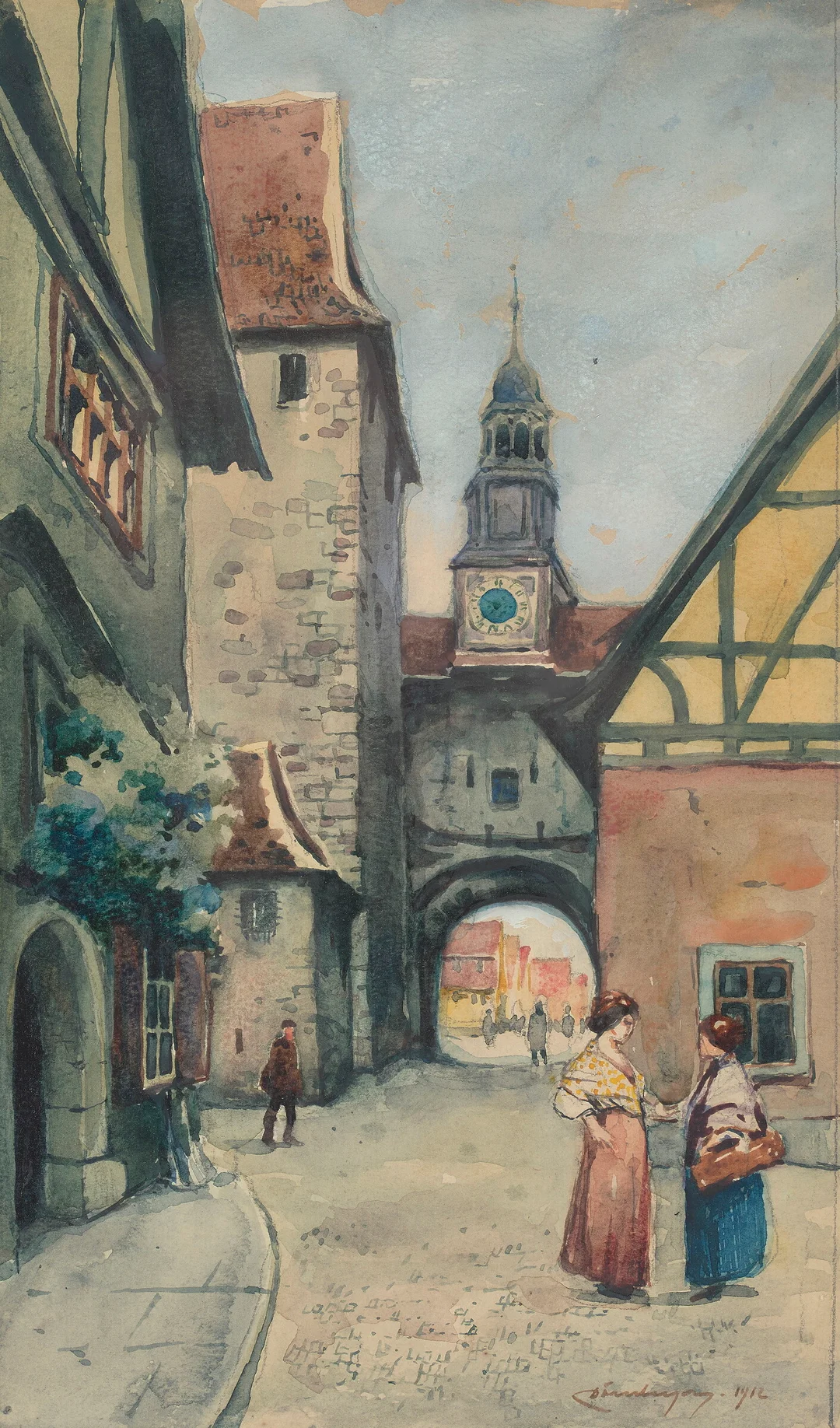 Dørnberger, Karl — Gateparti, 1912 — Kunst/Øvrig billedkunst — Blomqvist