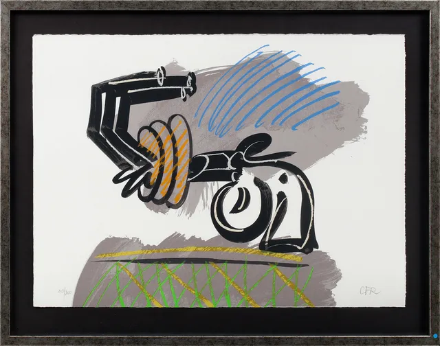 CARL FREDRIK REUTERSWÄRD. "Non violence", färglitografi, signerad och numrerad 103/200.