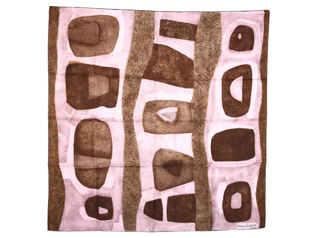 LANVIN, SCARF, 100% siden, 77x76 cm, rosa, brun, originalask. Excellent Condition.