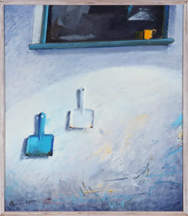 Nis Schmidt. 'In lamplight -I'. Acrylic, alkyd and painstick on canvas