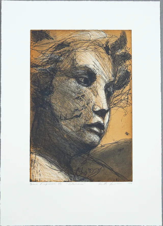 KUUTTI LAVONEN. "Octavianus", etsning, oramat blad.