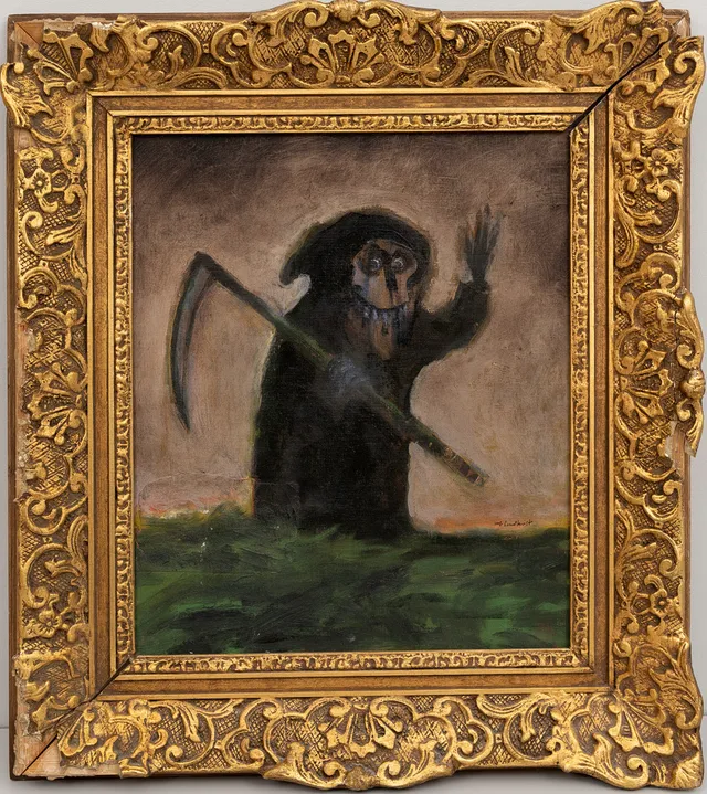 ULF LUNDKVIST. "Hälsning", olja på reparerad duk, signerad.