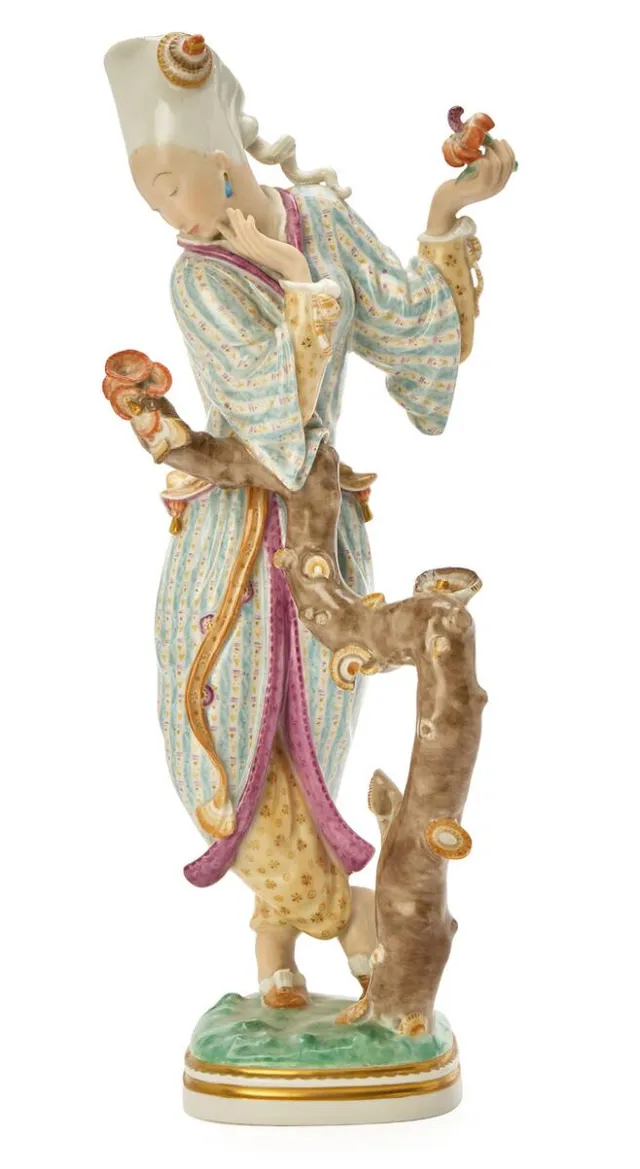 “Månepige” porcelain figure, decorated in overglaze colours. Juliane Maries mark. H. 30 cm.
